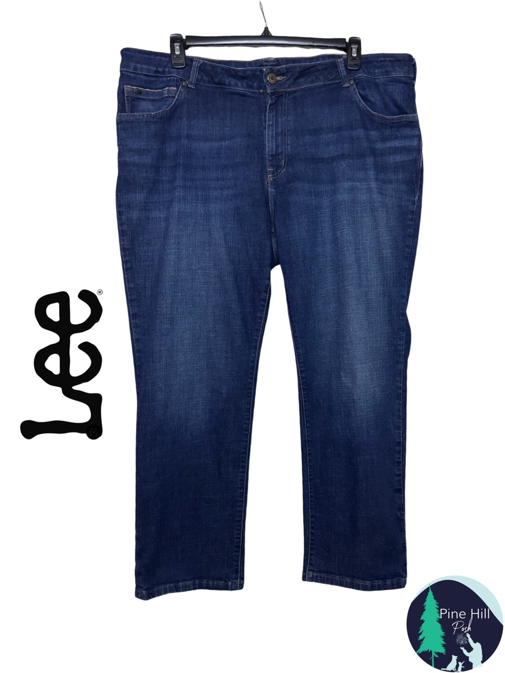 Lee Modern Series Jeans Size 22W Short Blue Dark Wash Straight Leg High Rise